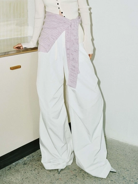 Pleated Wide Leg Cargo Pants Smart Comfort