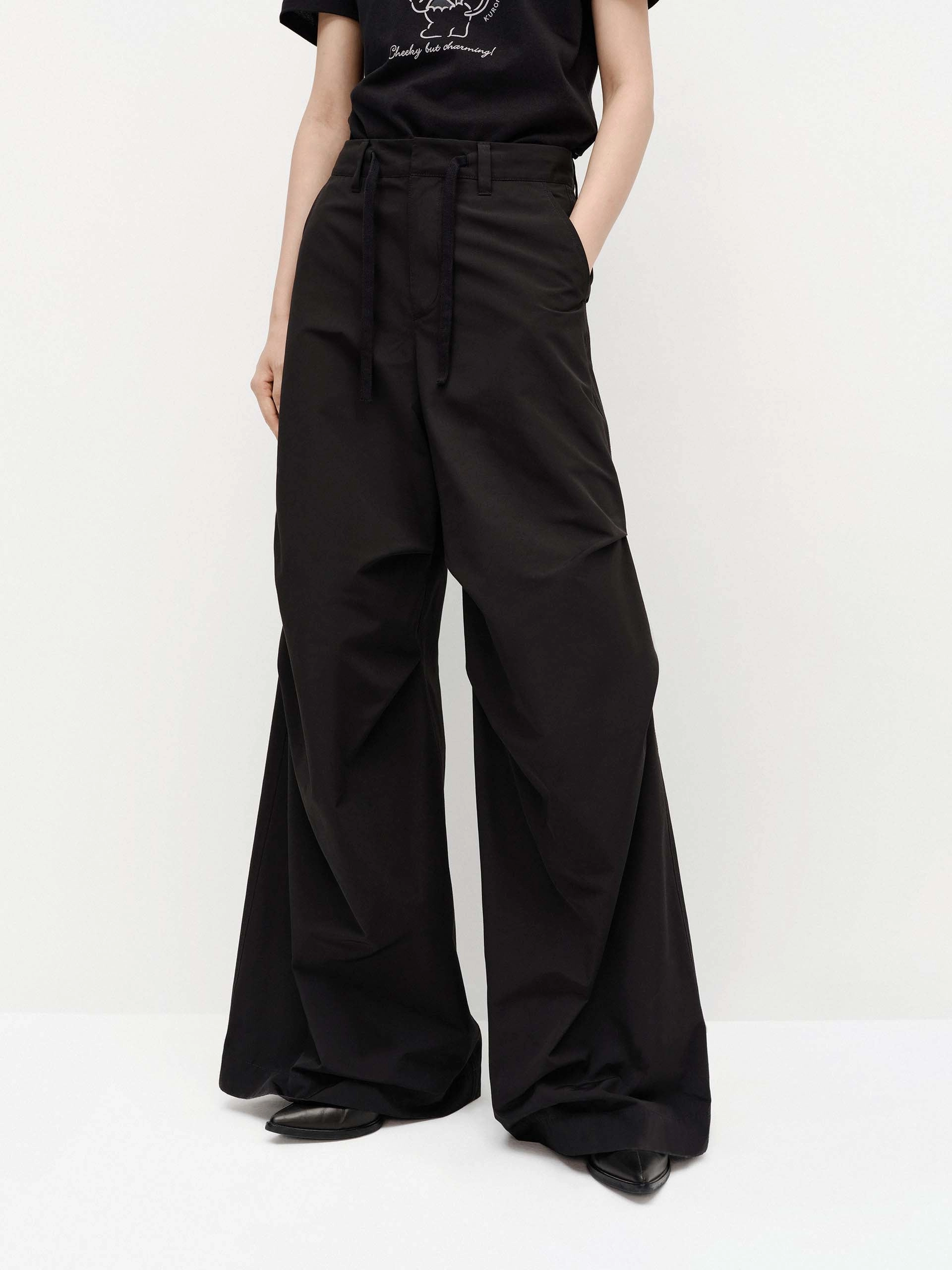 Hygienic Inner Layer Multi-Purpose Wear Pleated Wide Leg Cargo Pants