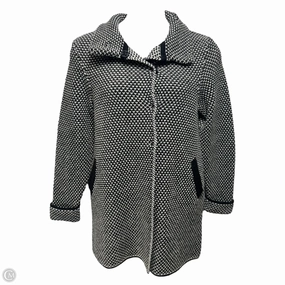 Wool Blend Italian Sweater Coat By Le Maglie Di Sofia In Black & White, Size: L Waterproof Zipper
