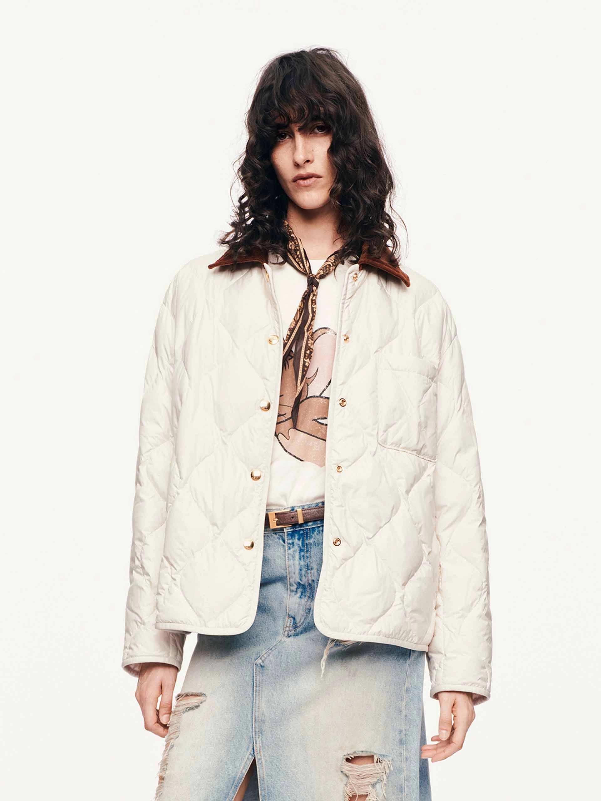 Double Stitch Reinforcement Contrast Collar Down Jacket