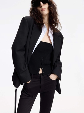 Contrast Cuffs Tailored Blazer Low Profile Fastening Body Mapped Ventilation