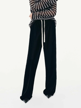 Non Slip Waistband Contrast Drawstring Relaxed Trousers