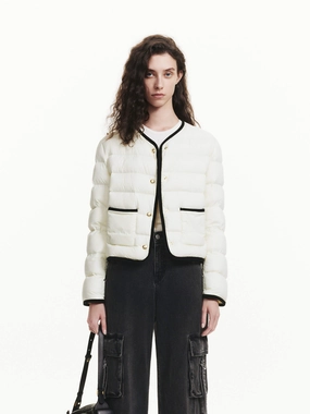 Contrast Quilted Cropped Jacket Frictionless Inner Layer Thermal Insulation