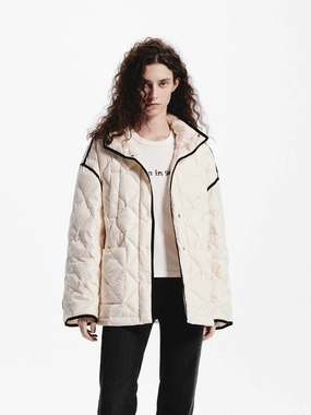 Contrast Quilted Down Jacket Moisture Wicking Lining High Performance Blend