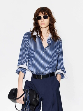 Contrast Striped Shirt Graduation Ceremony Trendy Fashion