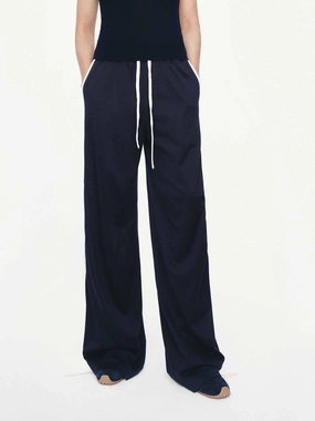 Contrast Trim Drawstring Trousers Travel Ready Fit