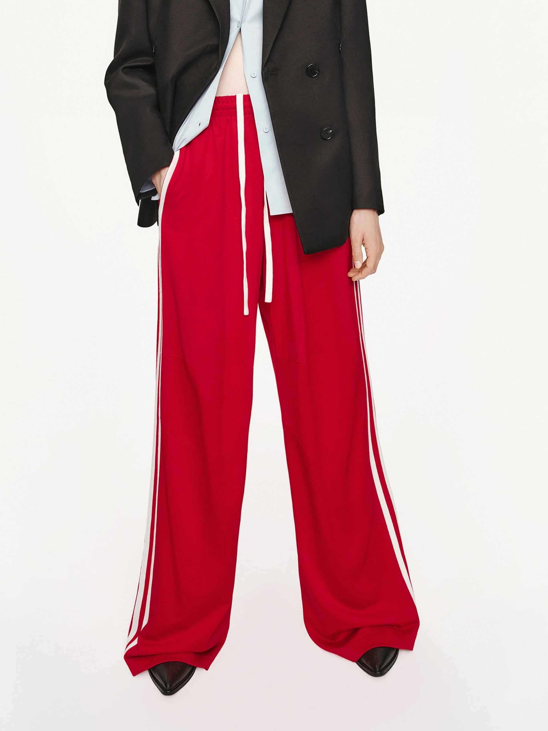 Contrast Trim Drawstring Trousers Abrasion Resistant Fabric