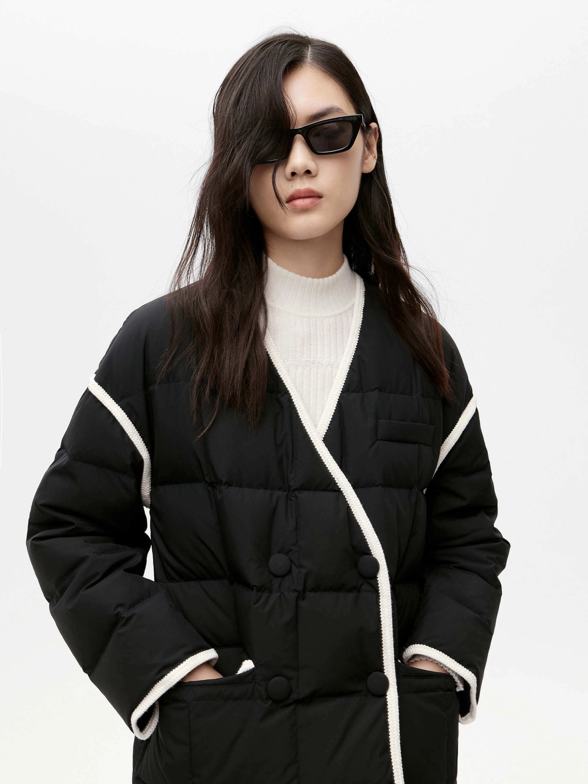 Odor Resistant Fabric Contrast Trim Puffer Jacket