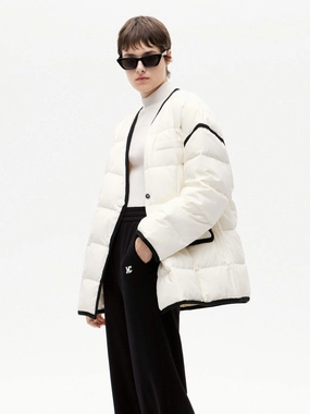 Contrast Trim Puffer Jacket Chill Day Layer