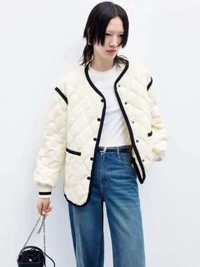 Contrast trim Quilted Shell Jacket Smart Casual Odor Resistant Coating