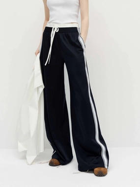Warm design All-Purpose Wear Contrast Waist Relaxed Pants