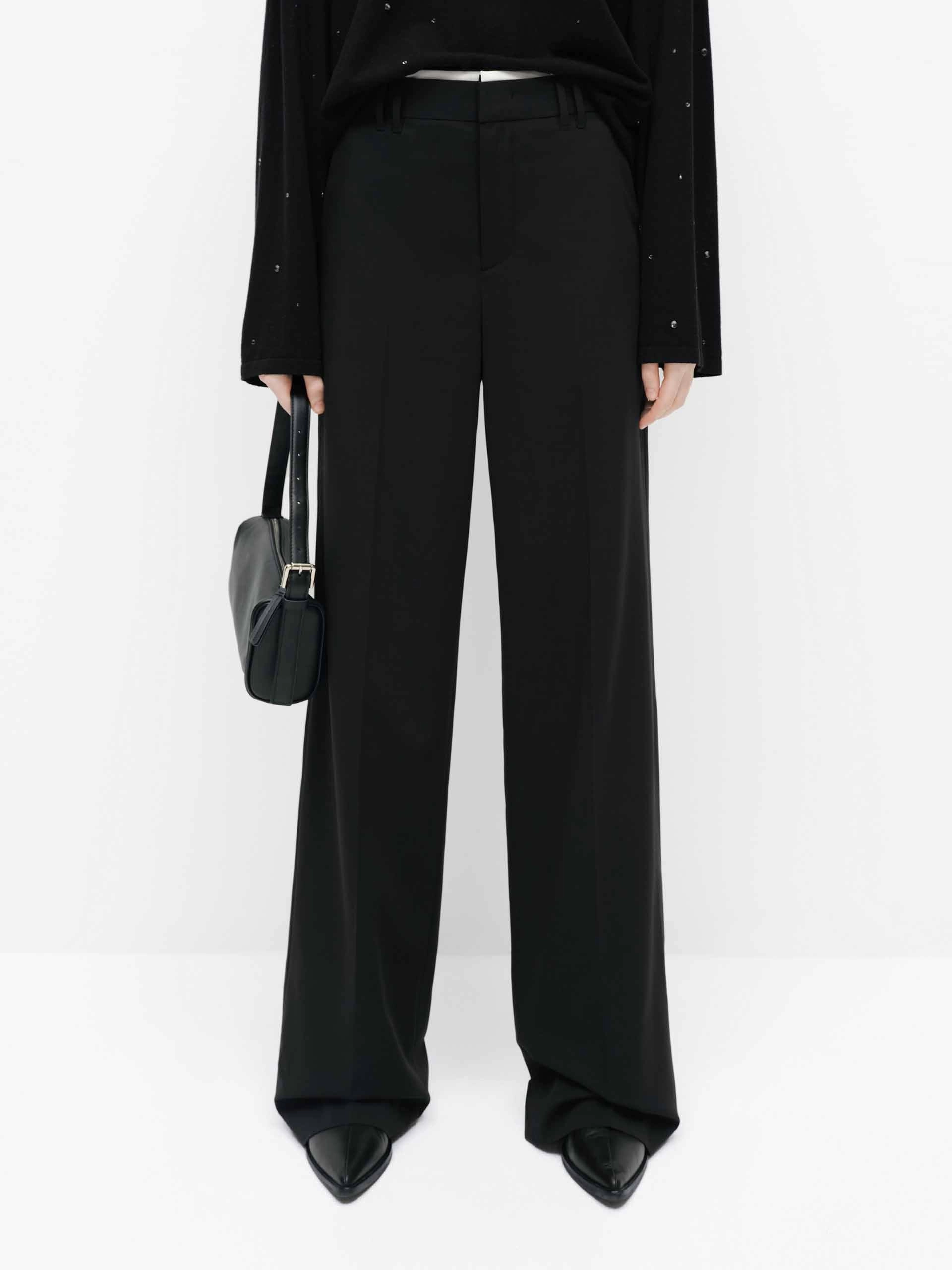 Contrast Waist Straight Pants Soft Structure