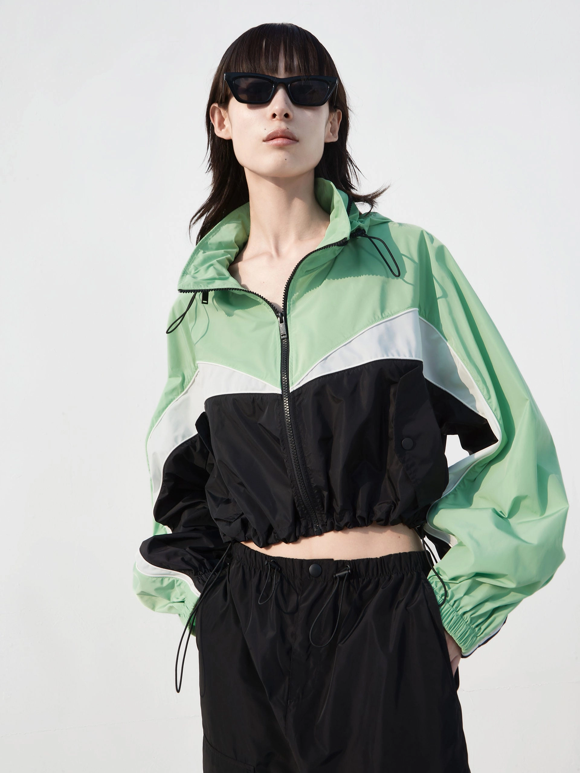 Contrast Zip Jacket with Hooded Thermal Lining Tech Secure Chest Pocket