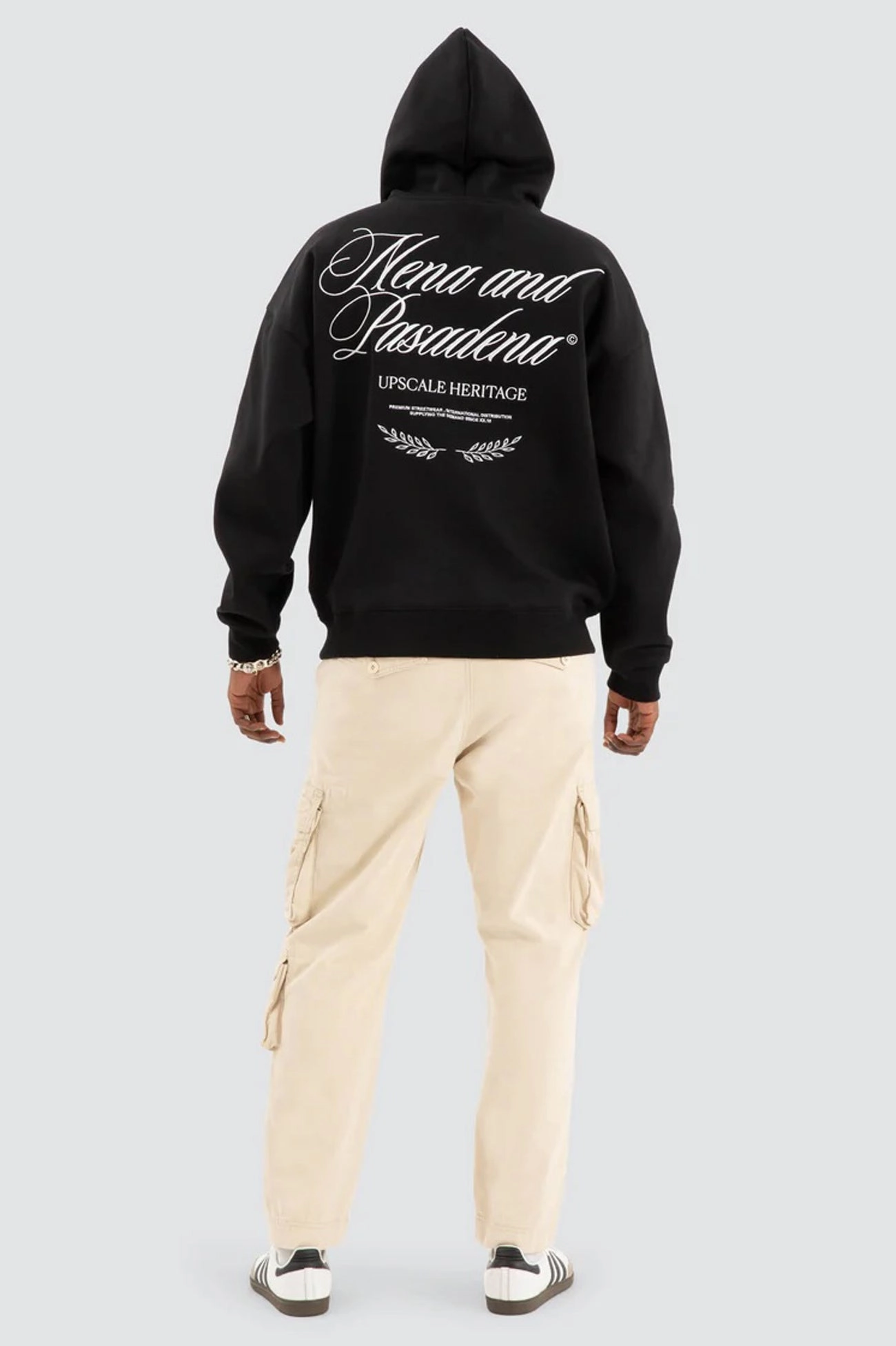 Etiquette Box Fit Hoodie Jet Black Flatlock stitching