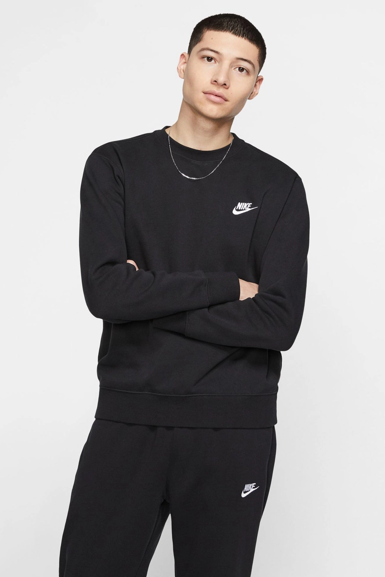 Nike Sportswear Club Fleece Crew Black Snow Block
