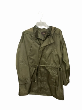 Taped Edges Coat Raincoat By Dana Buchman In Green, Size: M