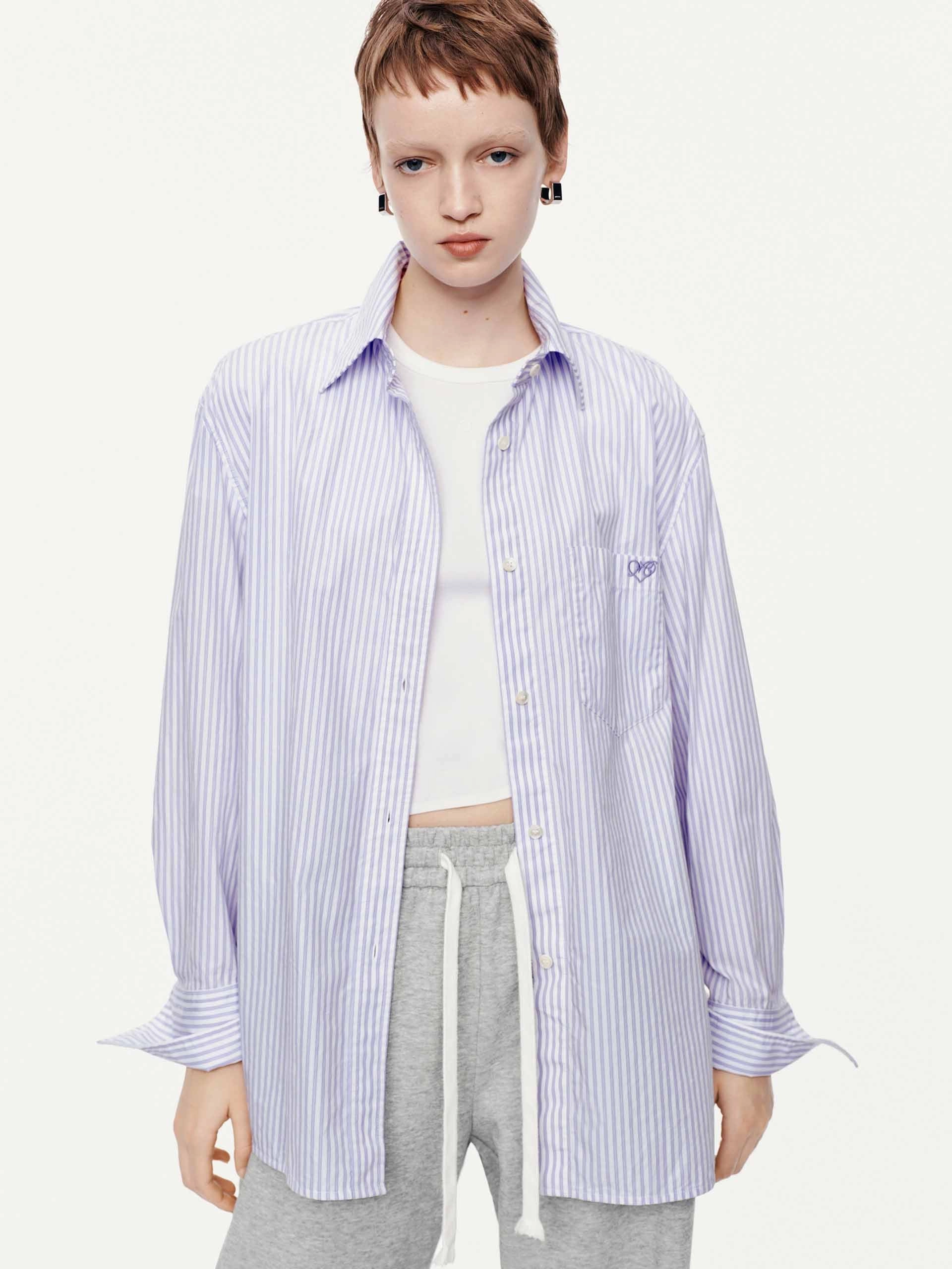 Pure Cotton Striped Shirt Abrasion Resistant Edging