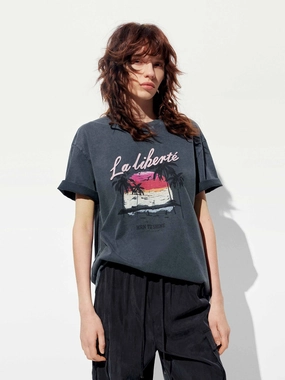 Cotton Beach Pattern T-shirt Performance Comfort Breathable Comfort Design