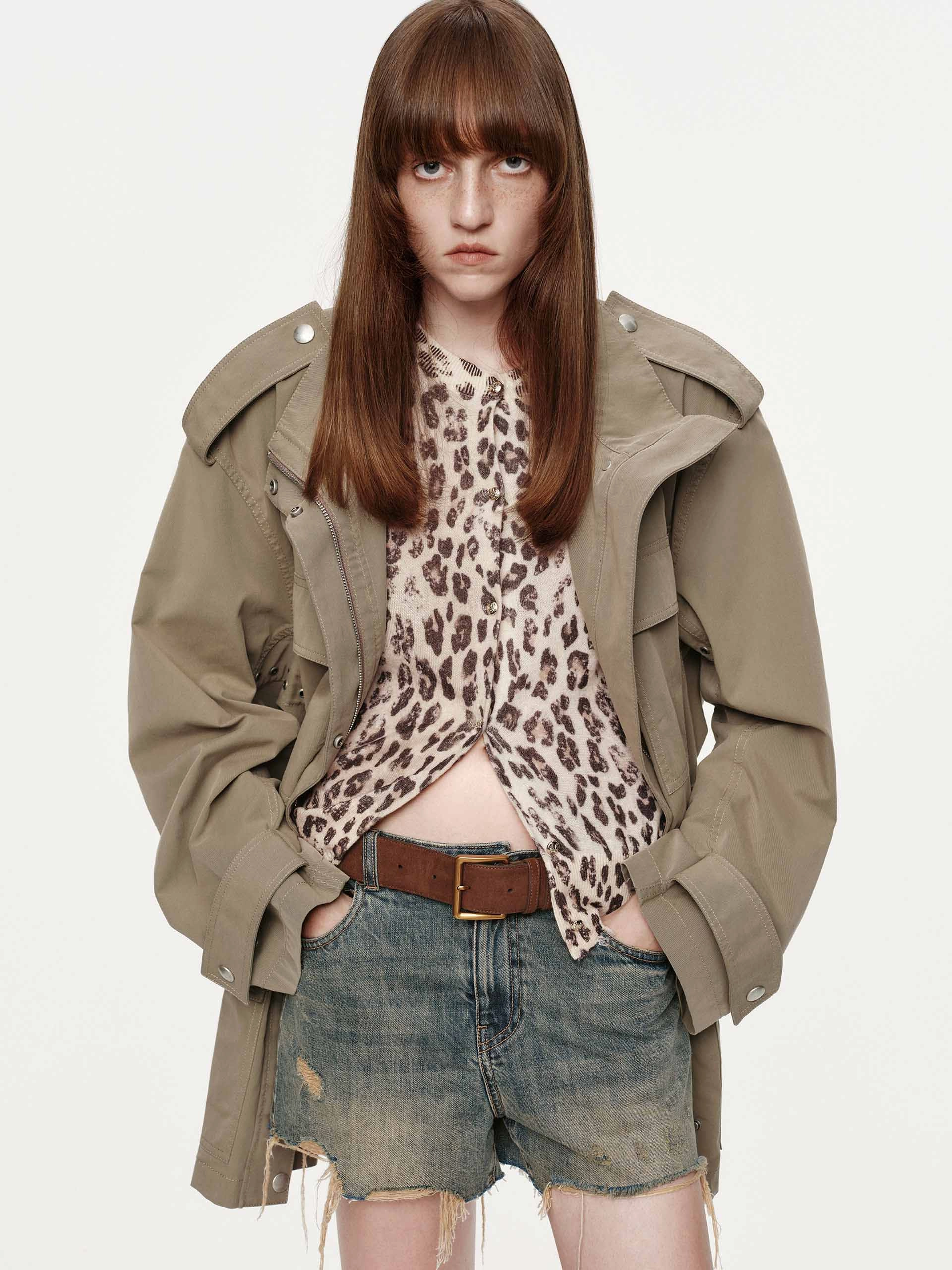 Rubberized Trims Body Mapped Ventilation Cotton Blend Cargo Coat