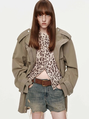 Rubberized Trims Body Mapped Ventilation Cotton Blend Cargo Coat