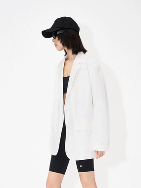 Cotton Blend Structured Blazer Noise Free Zipper All Year Use