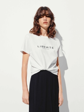 Cotton Letter Round Neck T-shirt Sport Layer Fit Hypoallergenic fabric
