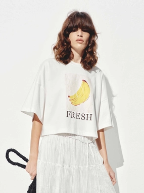 Abstract mystery Midweight Knit Cotton Printed Short T-shirt