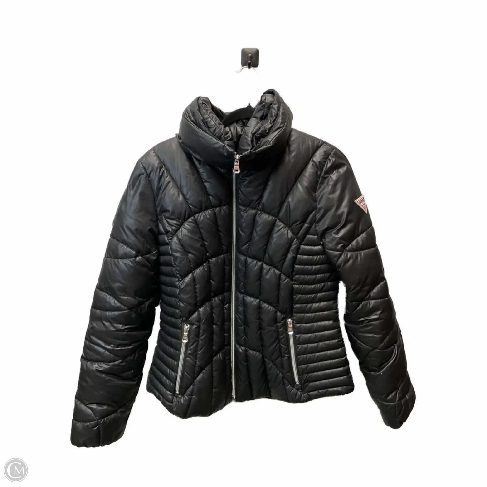 Coat Puffer & Quilted By Guess In Black, Size: L Microfiber Blend Heavyweight Warmth