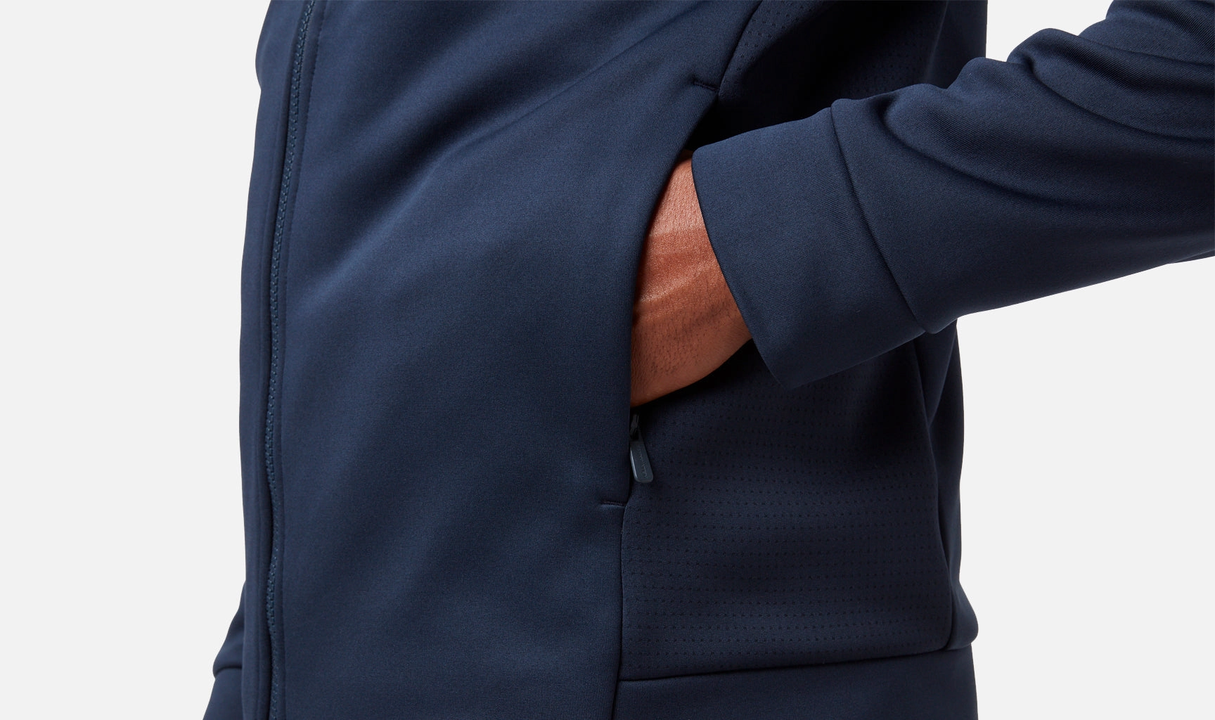 Quick Access Hidden Pockets Non Bulky Insulation CREW FLEECE JACKET, Navy
