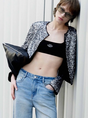 Weather Ready Casual Fit Layer Cropped Sequin Coat