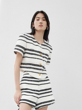 Cropped Tweed Striped Jacket Snow Ready Outfit Active Wear