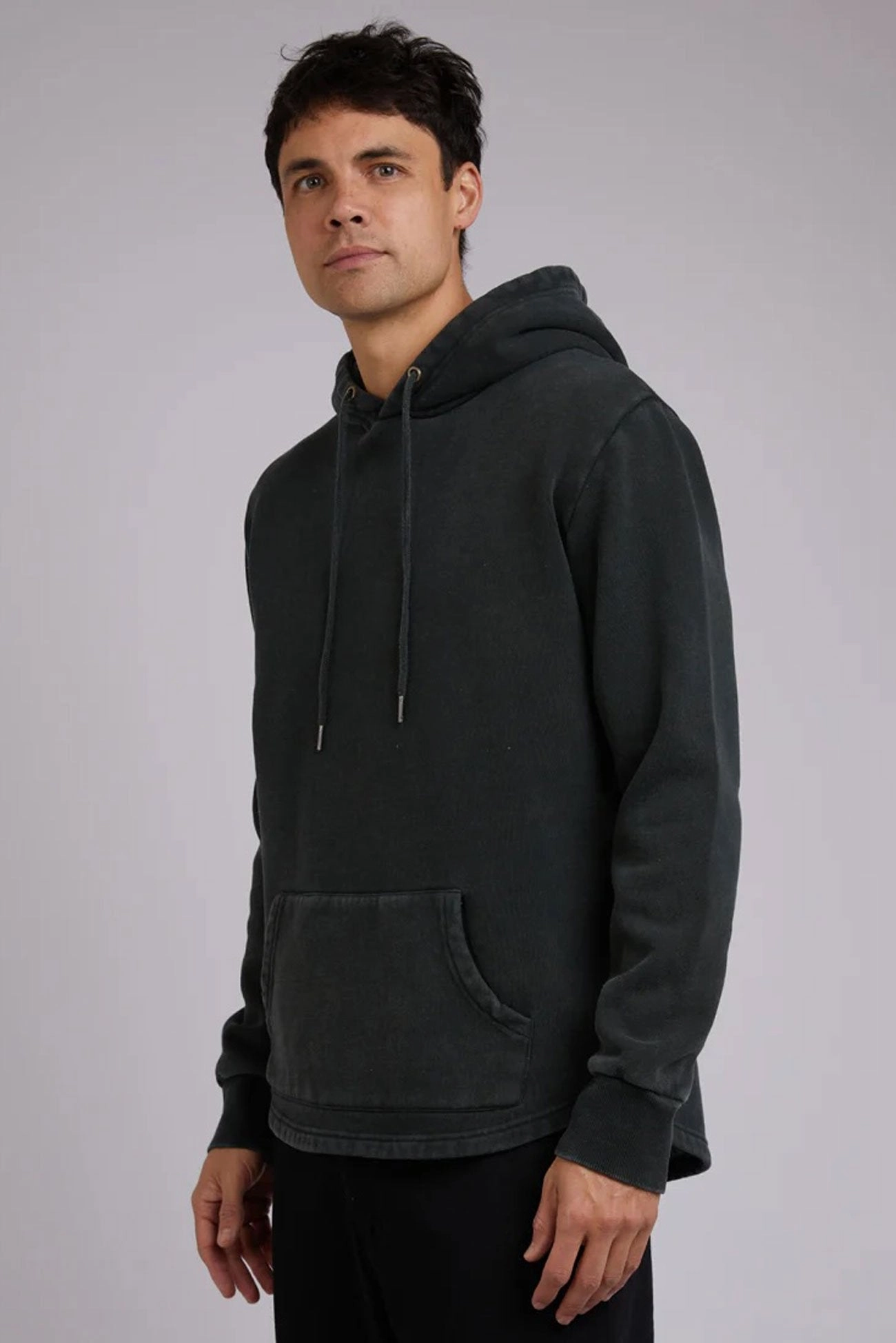 Mild Day Outfit Compact Layer Curved Hem Hoody Dark Green