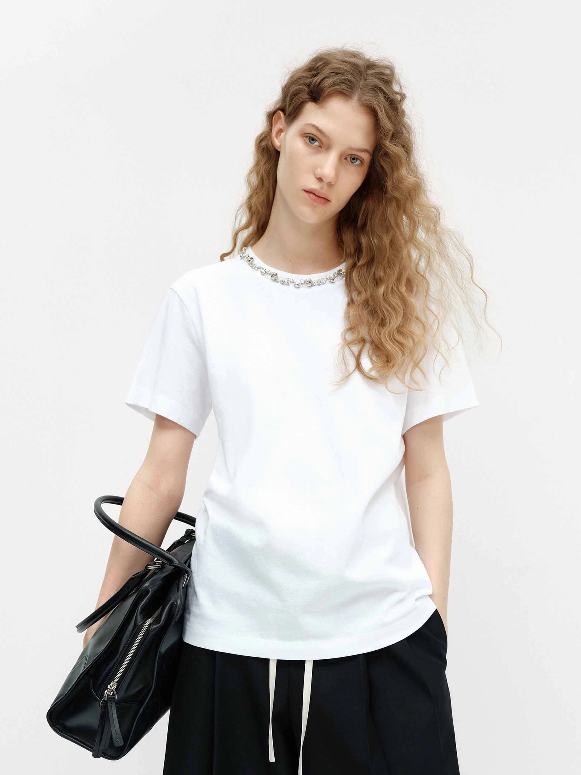Cutout Back Cotton T-shirt Minimal Comfort Style Casual Chic