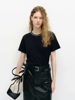 Cutout Back Cotton T-shirt OdorResistantTechnology