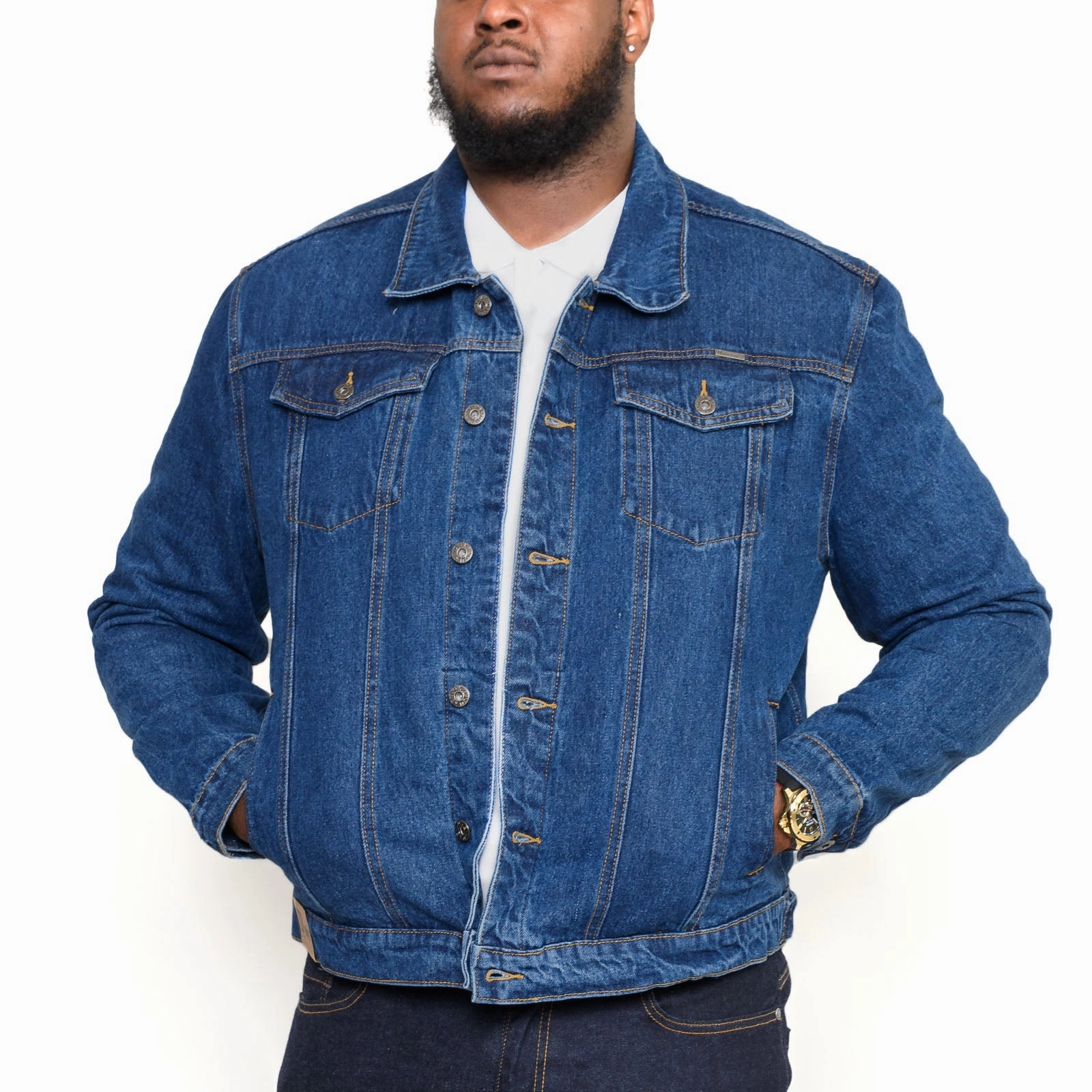 D555 Mens Big & Tall Western Style Trucker Denim Jacket ReversibleStyle