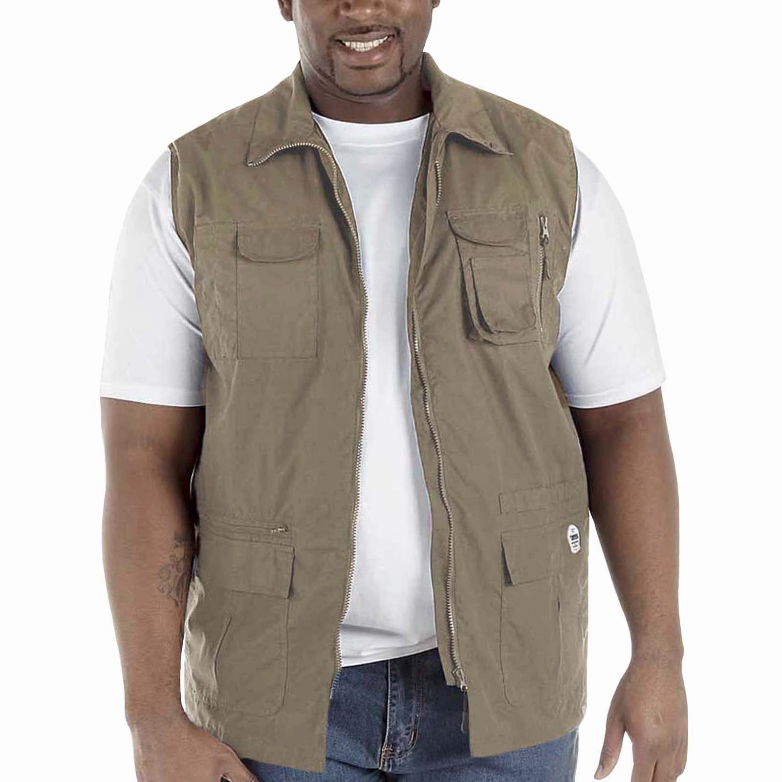 D555 Mens Enzo Big & Tall Multi Pocket Hunting Style Waistcoat - Navy Travel Ready