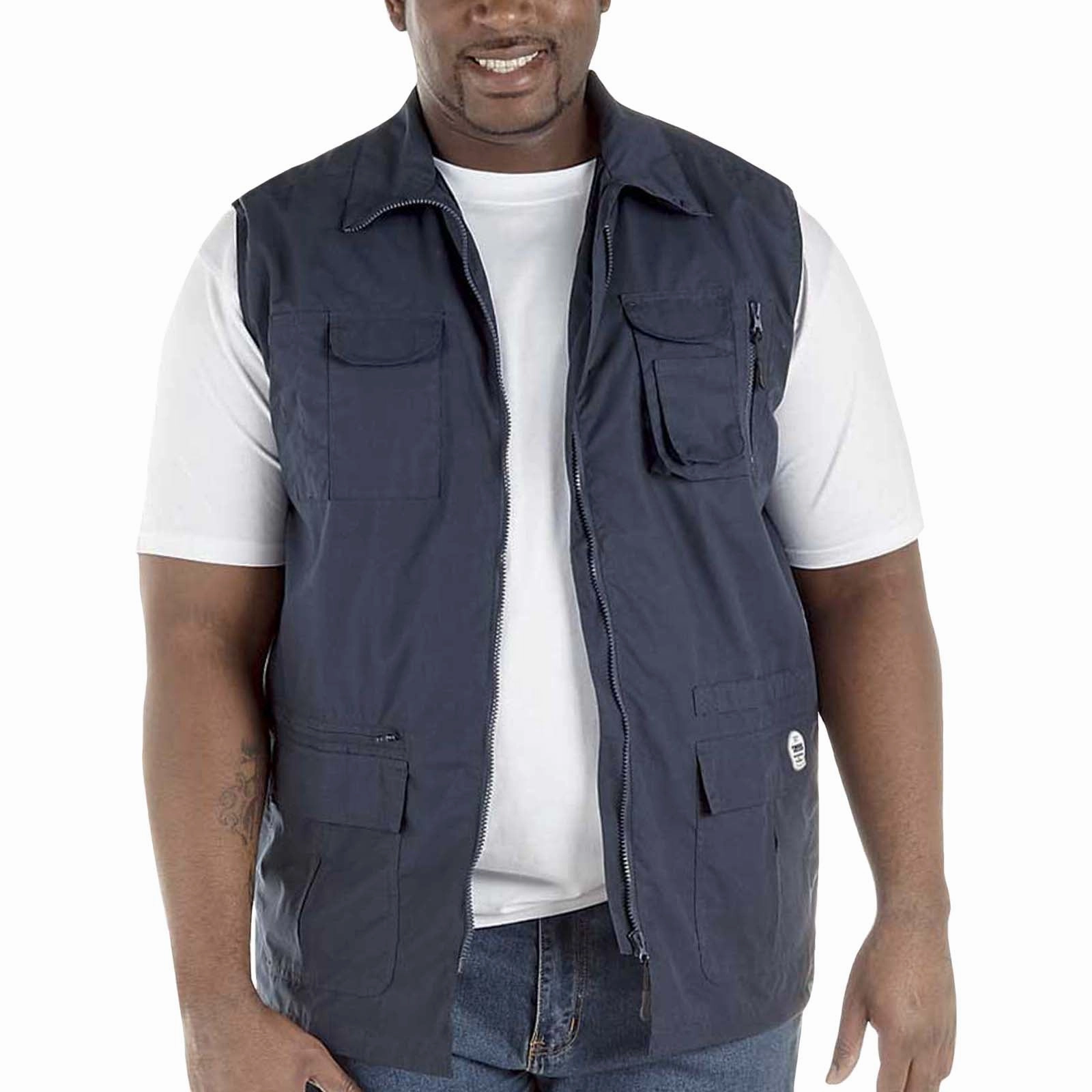 Durable Abrasion Resistant D555 Mens Enzo Big & Tall Multi Pocket Hunting Style Waistcoat - Navy