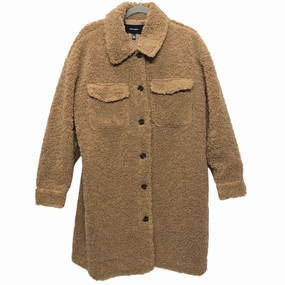 Coat Faux Fur & Sherpa By Vero Moda In Tan, Size:L Classic Urban Wear Layered Neckline