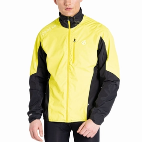 Dare 2b Mens Mediant II Waterproof Breathable Cycling Jacket - Neon Spring Adjustable Hem Cords Comfy Fit