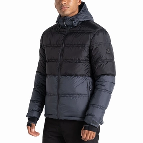 Single Buttons Dare 2b Mens Ollie Waterproof Hooded Thermal Padded Ski Jacket - Ebony