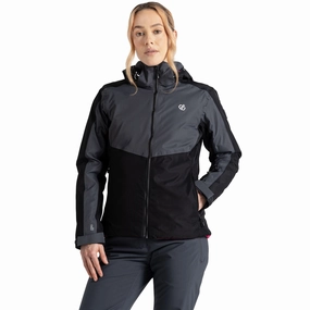 Many Pockets ContouredShoulderFit Dare 2b Womens Climatise Waterproof Thermal Ski Jacket - Ebony Grey