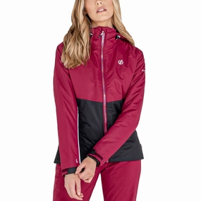 Seam Sealed Technology Dare 2b Womens Radiate II Waterproof Fleece Lined Ski Jacket - Beetroot