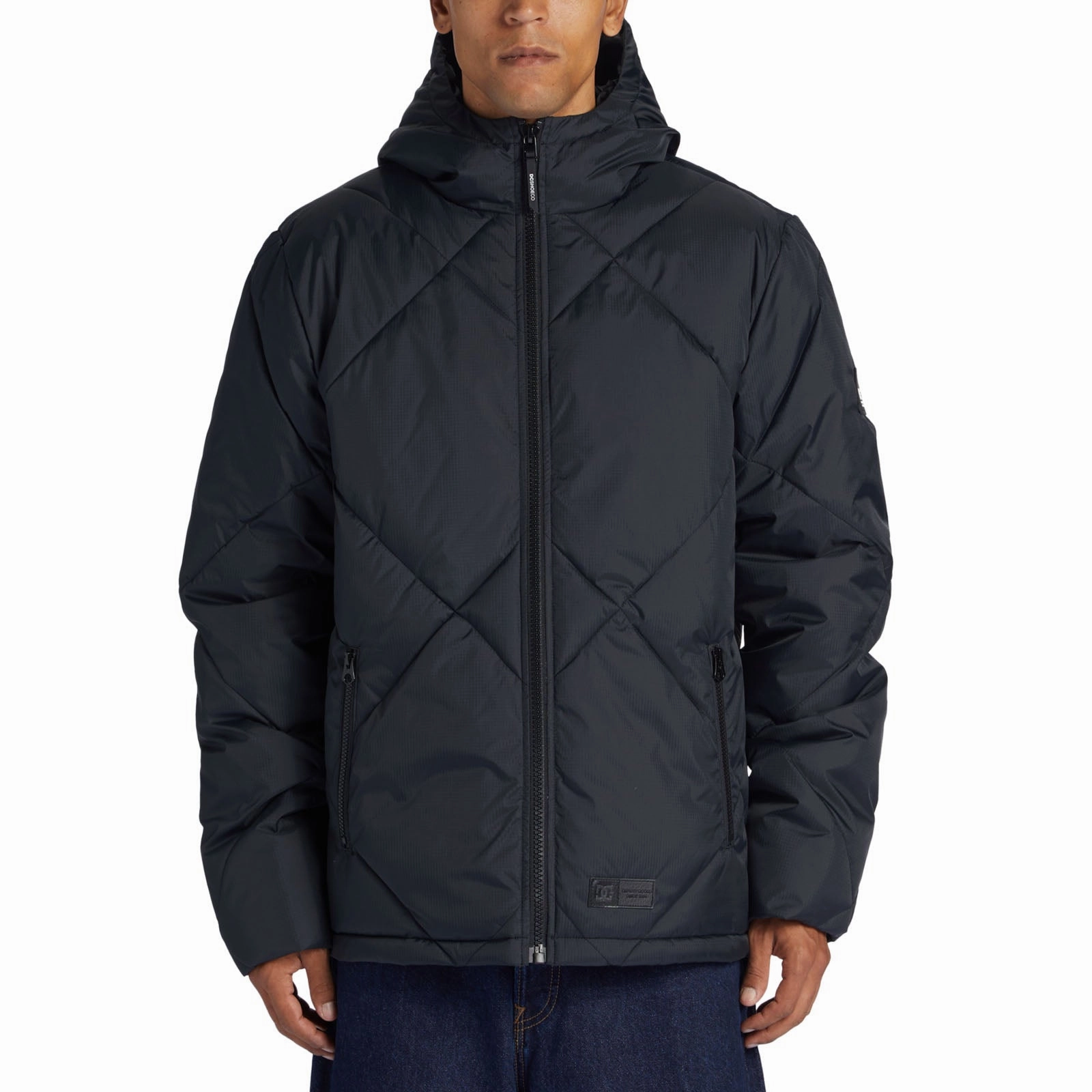 DC Shoes Mens Passage Hooded Padded Puffer Jacket - Black MultiLayerSystem Hypoallergenic Interior Layer
