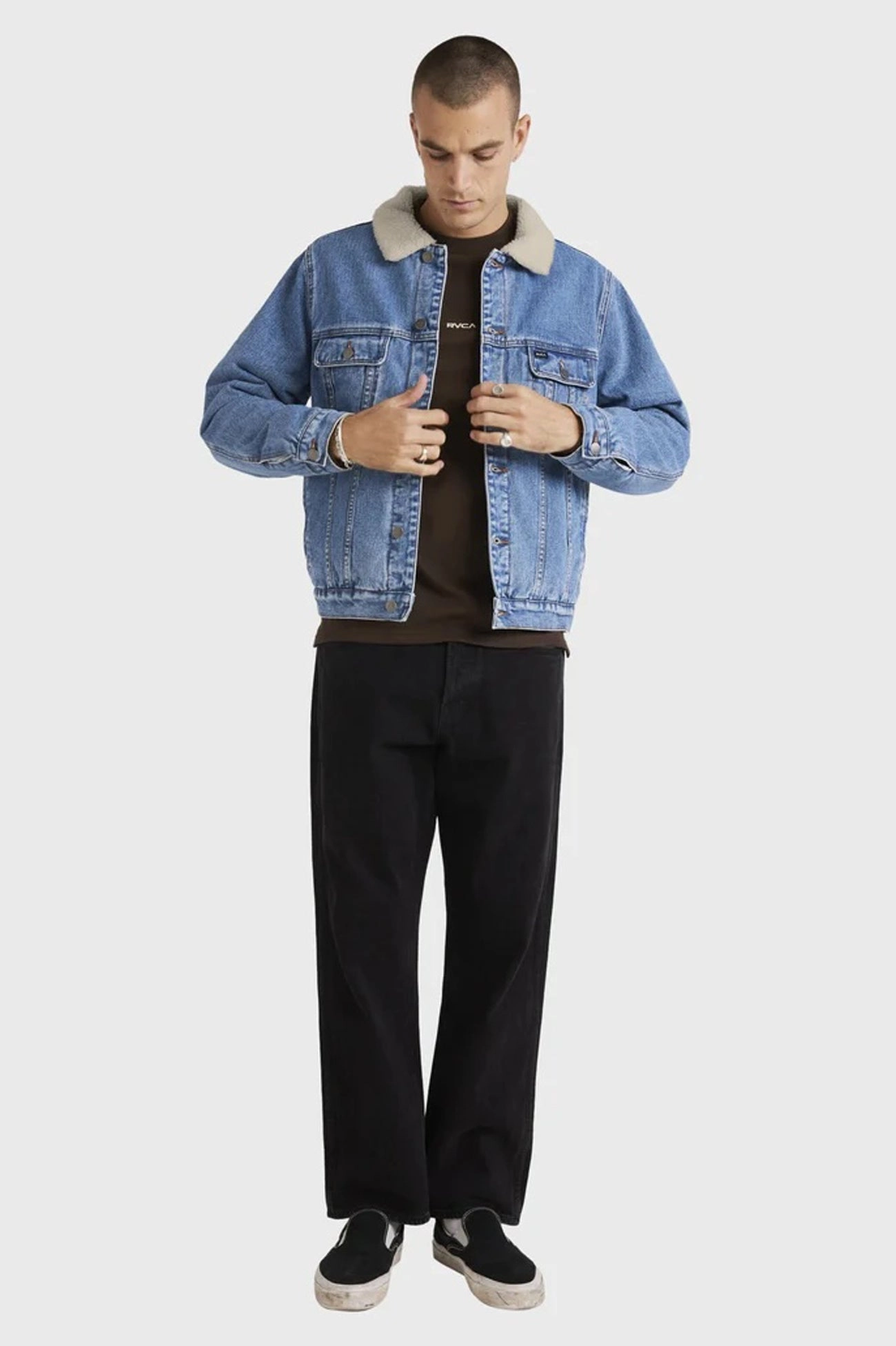 Light Look Denim Sherpa Trucker Jacket Vintage Blue