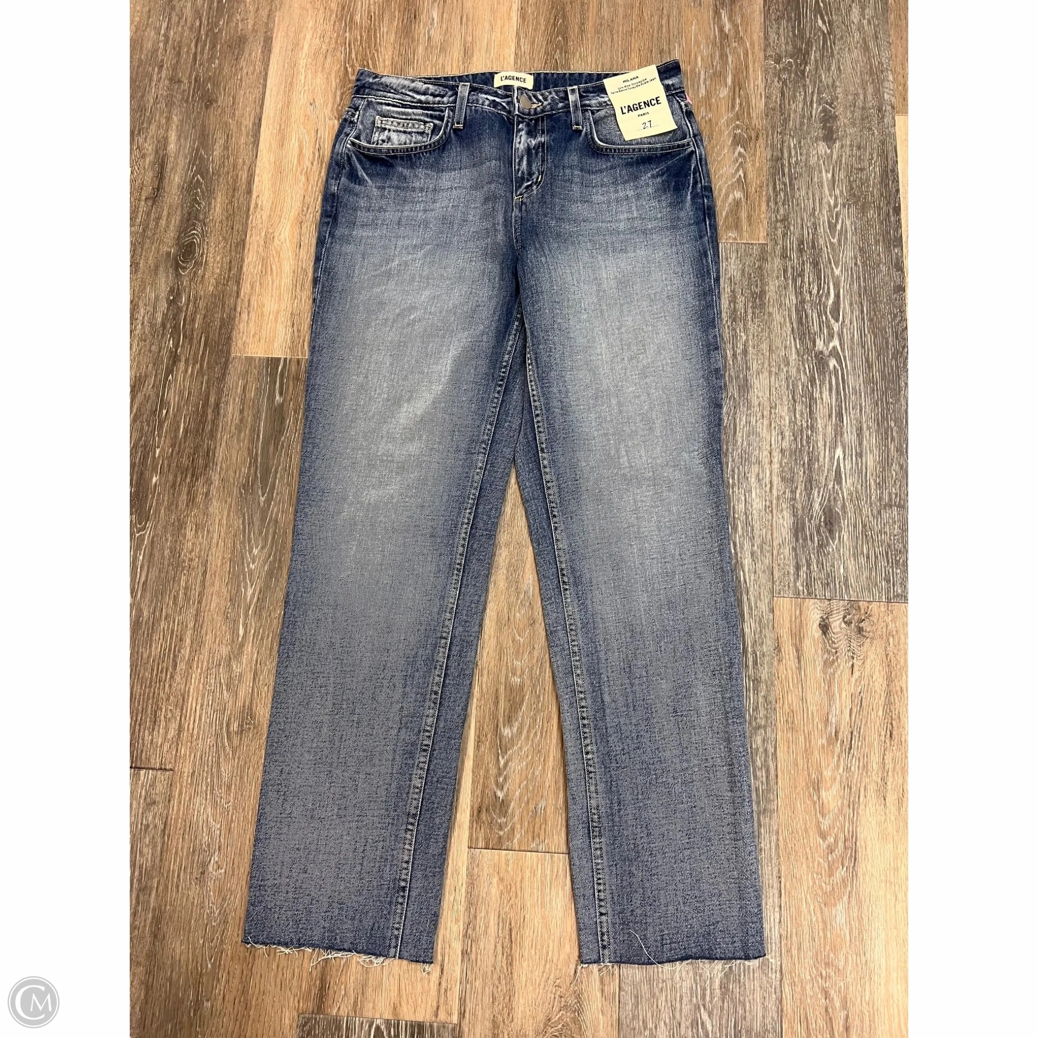 Simple Fashion Minimalist Elegant Designer Jeans Straight By L Agence In Blue Denim, Size: 4/27