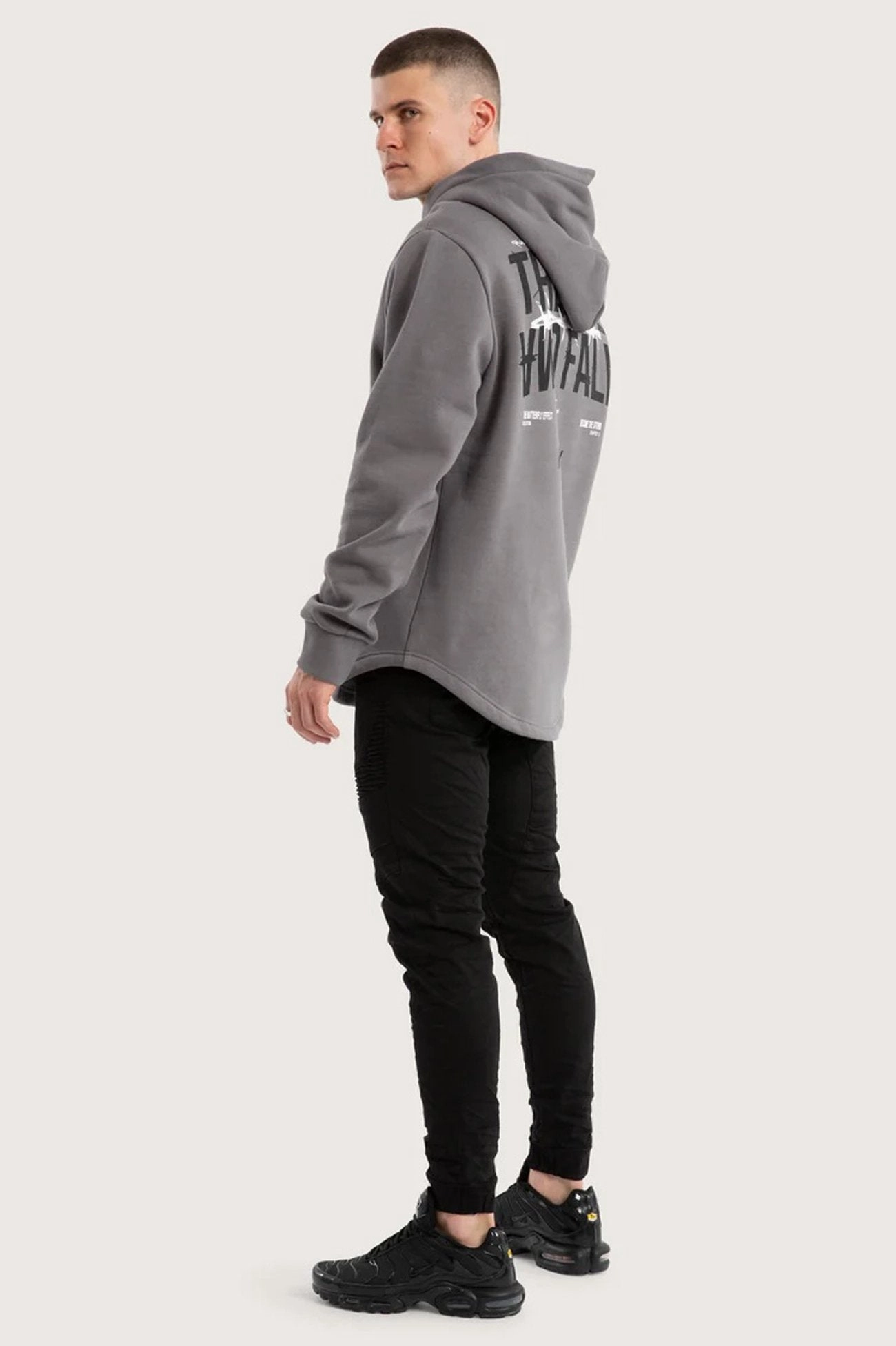 Moisture Wicking Inner Diluted Dual Curved Hoodie Charcoal