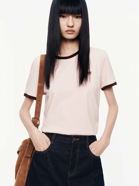 Autumn coziness Feminine Fit Contrast Color Knitted T-shirt