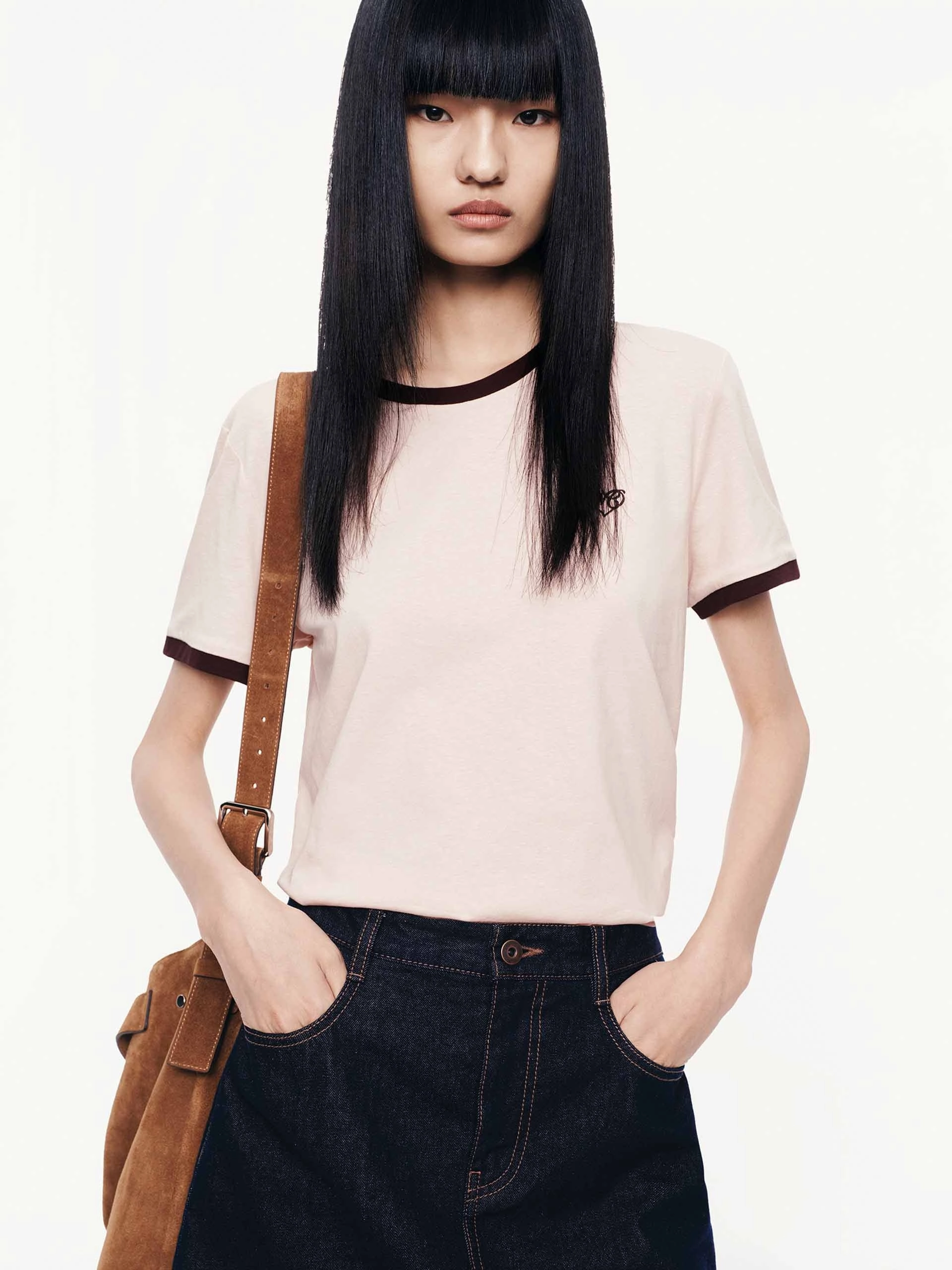 Autumn coziness Feminine Fit Contrast Color Knitted T-shirt