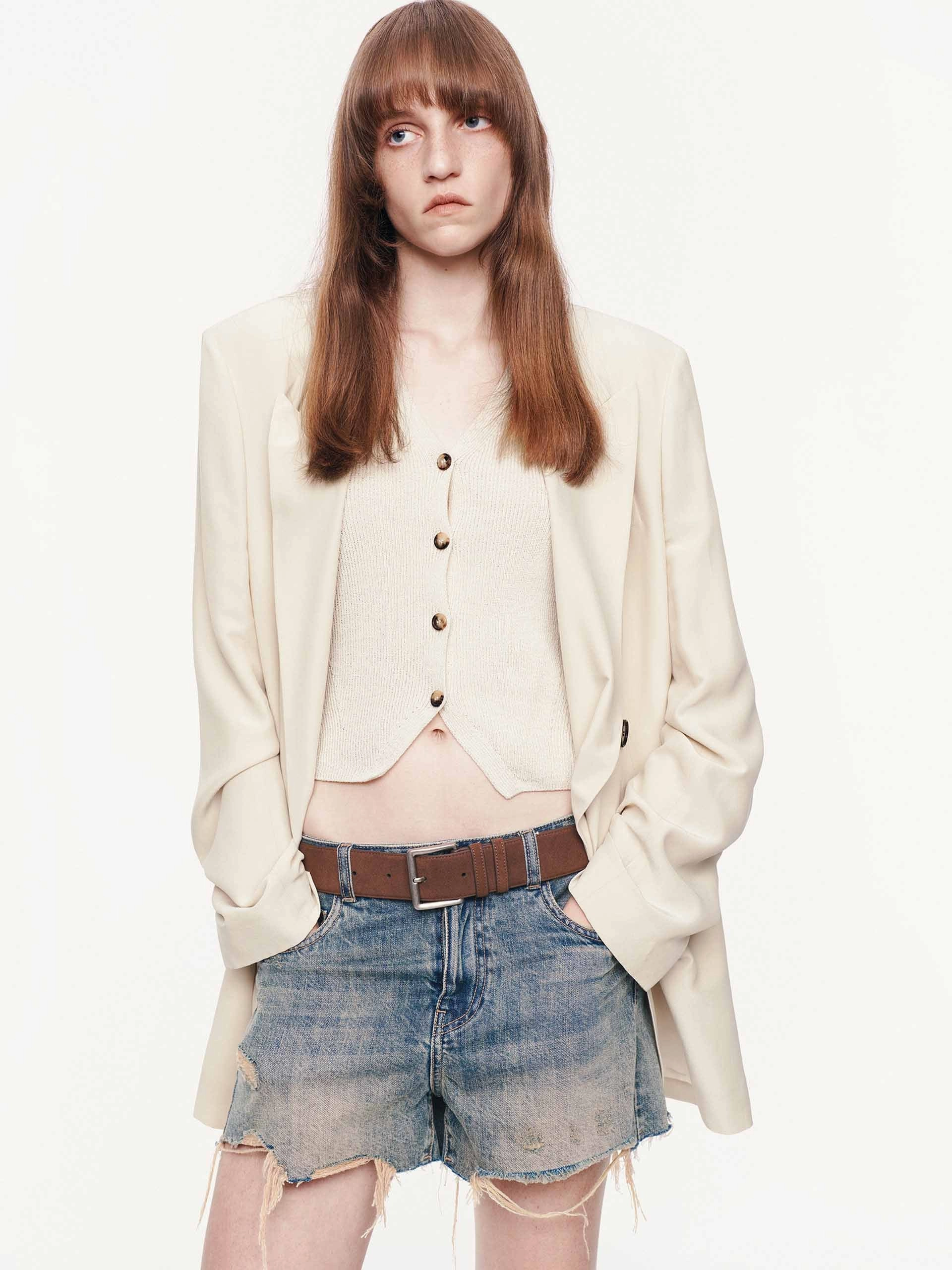 Minimalist Aesthetic Comfortable fit Double Breasted Structured Blazer