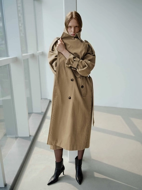 Knee Length Double Breasted Trench Coat